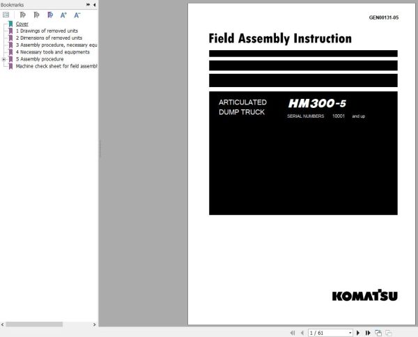 Komatsu Dump Truck HM Series 2024 PDF Operation and Maintenance Manual Field Assembly Instruction 2