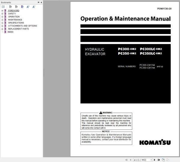 Komatsu Hydraulic Excavator Updated 2024 3.03GB PDF Field Assembly Instruction Operation and Maintenance Manual 6