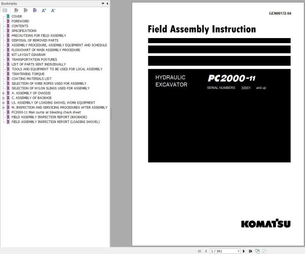 Komatsu Mining Excavator 1.16 GB PDF 2024 Operation and Maintenance Manual Field Assembly Instruction 3