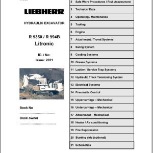 Liebherr Hydraulic Excavator R9350 R994B Litronic Service Manual 09.2021