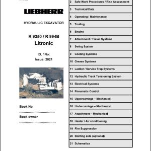 Liebherr Hydraulic Excavator R9350 R994B Litronic Service Manual 12.2021