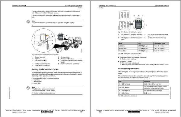 Liebherr Wheel Loader L566 Operator Manual 12270366 2021