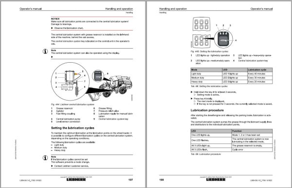 Liebherr Wheel Loader L580 Operator Manual 12270372 2021