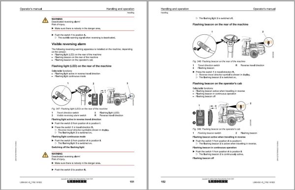 Liebherr Wheel Loader L580 Operator Manual 12270378 2021