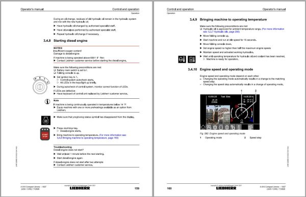 Liebherr Wheeled Excavator A910 Compact Litronic Operator Manual 12268821 2021