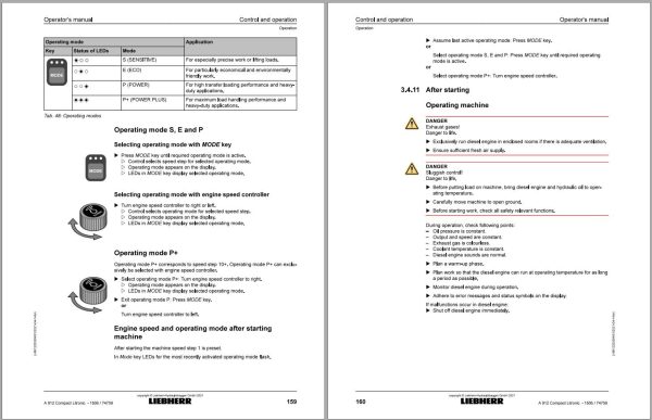 Liebherr Wheeled Excavator A912 Compact Litronic Operator Manual 12203384 2021