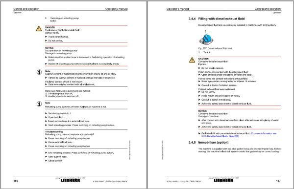 Liebherr Wheeled Excavator A914 Litronic Operator Manual 12241134 2021