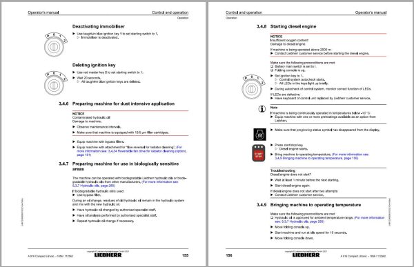 Liebherr Wheeled Excavator A916 Compact Litronic Operator Manual 12249386 2021
