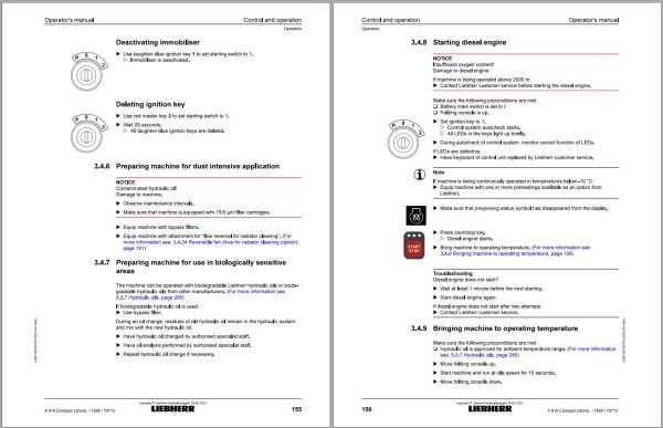Liebherr Wheeled Excavator A918 Compact Litronic Operator Manual 11837807 2021
