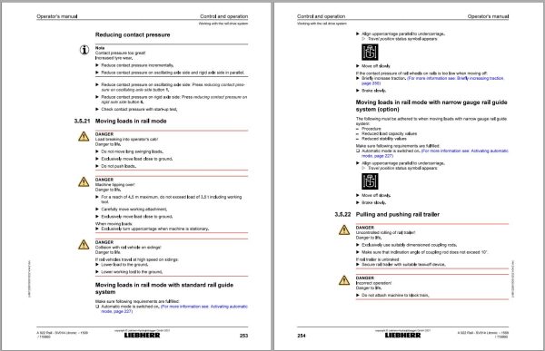 Liebherr Wheeled Excavator A922 Rail SV014 Litronic Operator Manual 12269190 2021