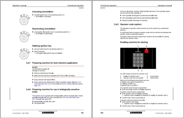 Liebherr Wheeled Excavator LH18M Litronic Operator Manual 12250160 2021