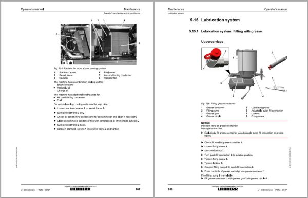 Liebherr Wheeled Excavator LH22C Litronic Operator Manual 12226324 2021