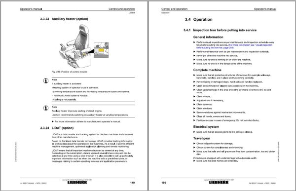 Liebherr Wheeled Excavator LH22C Litronic Operator Manual 12226325 2021
