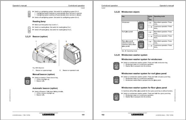 Liebherr Wheeled Excavator LH22M Litronic Operator Manual 12222151 2021