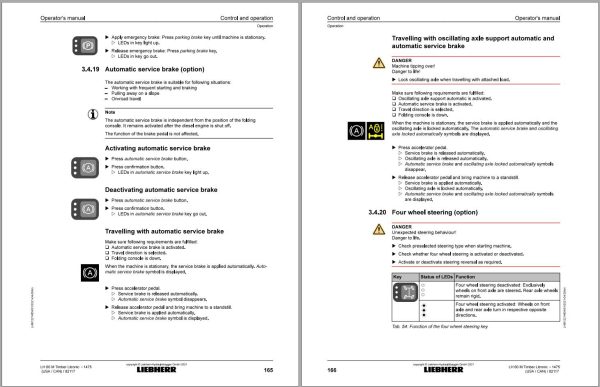 Liebherr Wheeled Excavator LH50M Litronic Operator Manual 12219537 2021