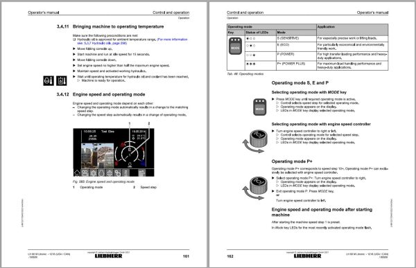Liebherr Wheeled Excavator LH60M Litronic Operator Manual 12212182 2021