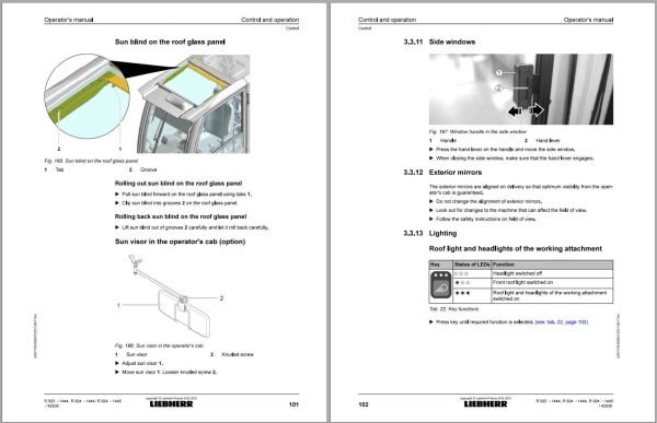 Liebherr Wheeled Excavator R924 R925 Operator Manual 11824096 2021