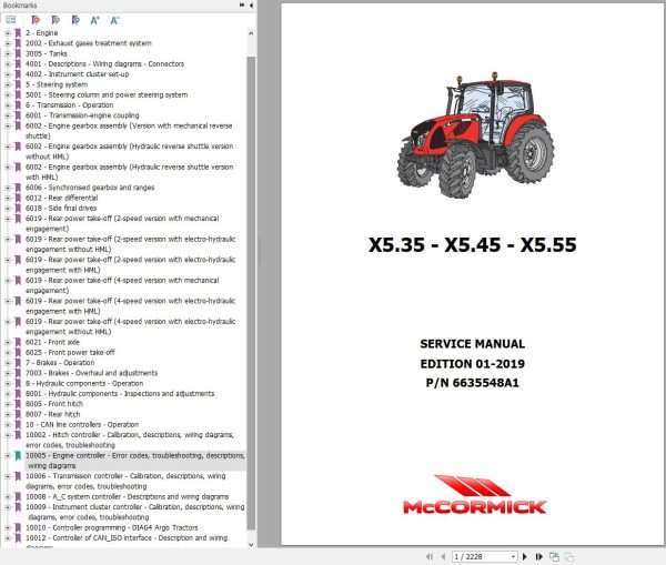 McCORMICK Tractor X5.35 X5.45 X5.55 Diagrams Service Manual 6635548A1 1