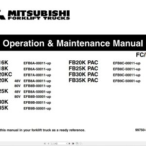 Mitsubishi Forklift FB16K to FB35K PAC Operation And Maintenance Manual