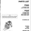 Mitsubishi Forklift FG20 FG25 Parts Manual 98716 40010