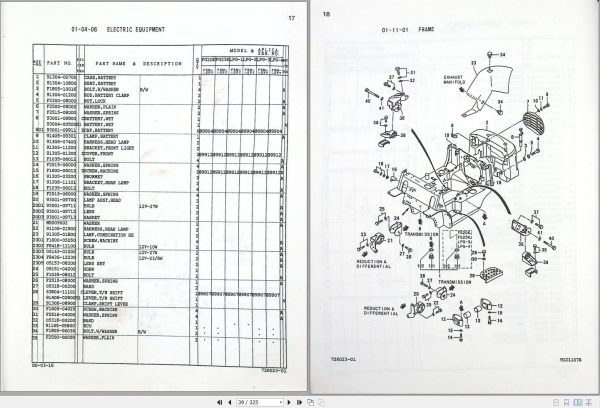 Mitsubishi Forklift FG20K to FG25K HO Parts Manual 98726 02320 1