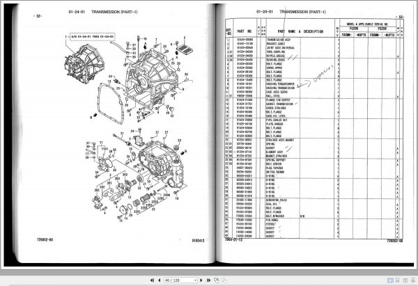 Mitsubishi Forklift FG20N FG25N Parts Manual 98726 05200 1