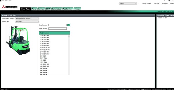 Mitsubishi Forklift MCFE EPC 04.2023 Spare Parts Catalogue 1