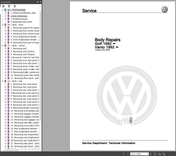 Volkswagen Golf III Vento Wiring Diagrams Maintenance and Repair Manuals 1