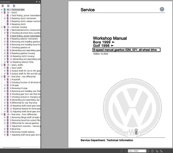 Volkswagen Golf IV Bora Wiring Diagrams Maintenance and Repair Manuals 1