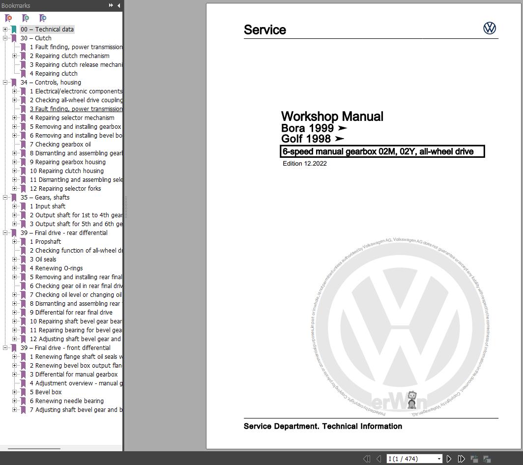 Volkswagen Golf IV Bora Wiring Diagrams Maintenance and Repair Manuals 1