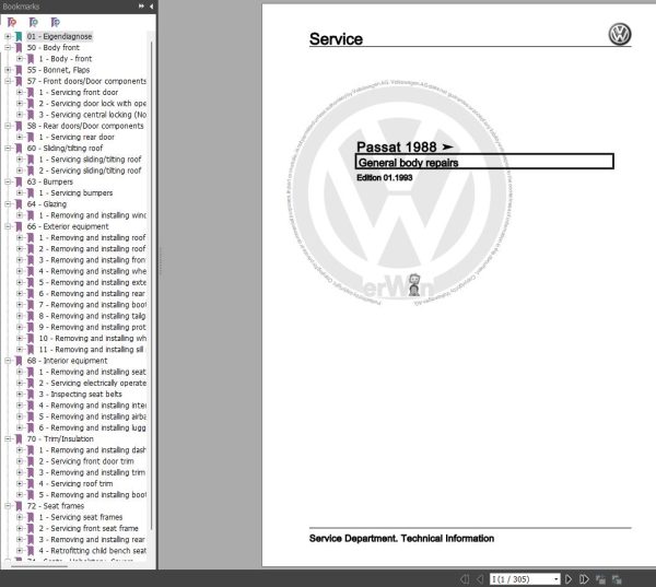 Volkswagen Passat 1988 1994 Workshop Manuals 1