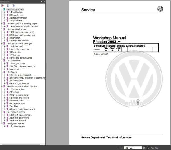 Volkswagen Phaeton 2001 2008 Wiring Diagrams Repair and Maintenace Manuals 1