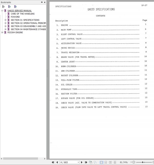 017 Hitachi Hydraulic Excavator UH033 Service Manual