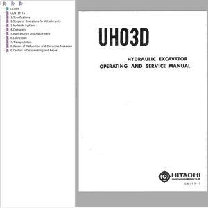 021 Hitachi Hydraulic Excavator UH03D Operating Service Manual