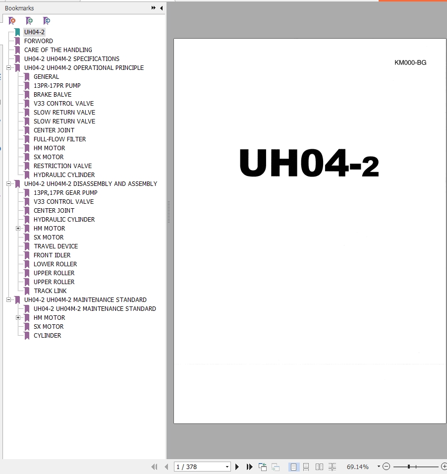 028 Hitachi Hydraulic Excavator UH04 2 Service Manual KM000 BG 1