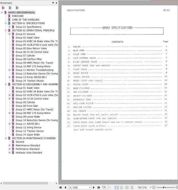 032 Hitachi Hydraulic Excavator UH043 Service Manual