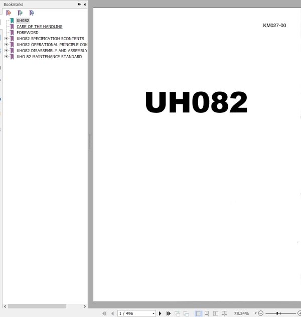 090 Hitachi Hydraulic Excavator UH082 Service Manual KM027 00
