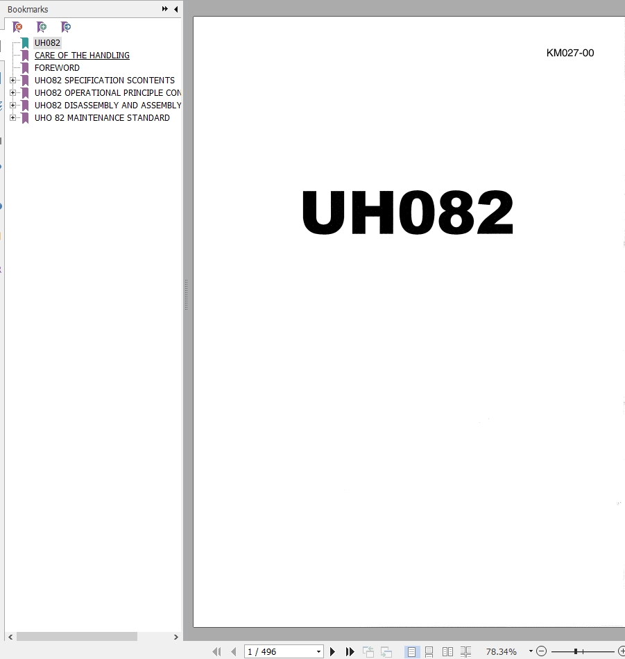 090 Hitachi Hydraulic Excavator UH082 Service Manual KM027 00