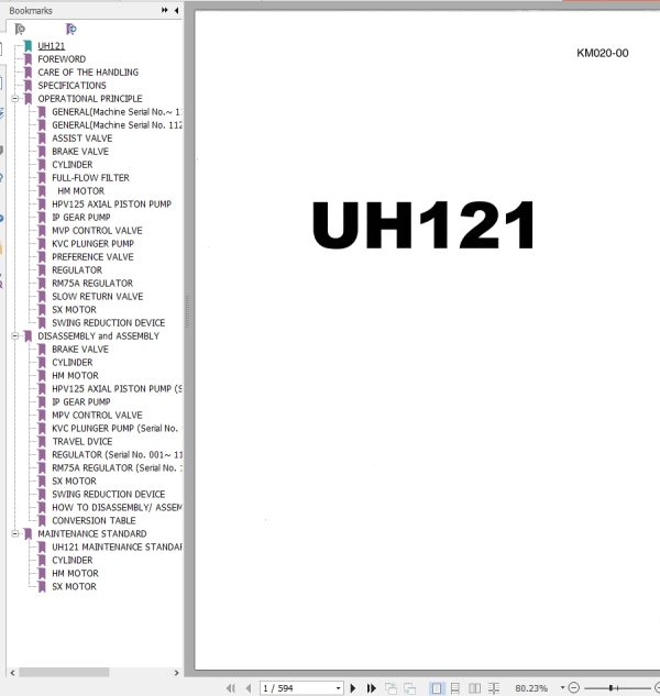 118 Hitachi Hydraulic Excavator UH121 Service Manual KM020 00