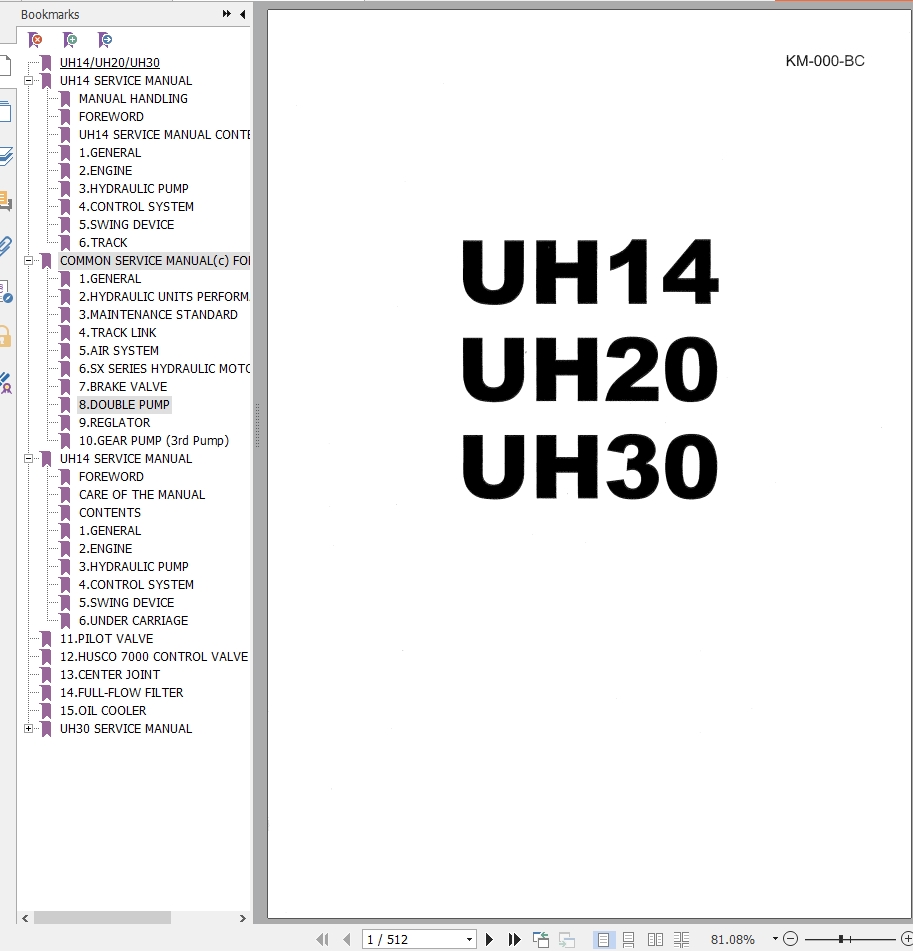 130 Hitachi Hydraulic Excavator UH14 Service Manual KM 000 BC