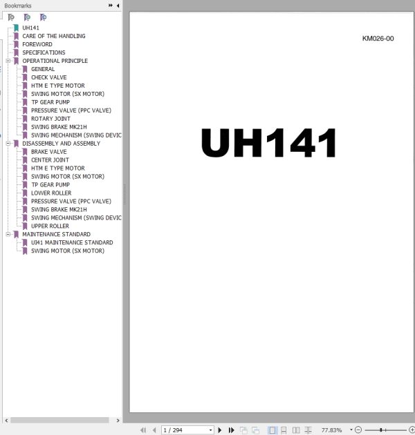 133 Hitachi Hydraulic Excavator UH141 Service Manual KM026 00