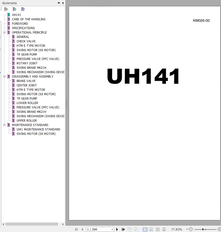133 Hitachi Hydraulic Excavator UH141 Service Manual KM026 00