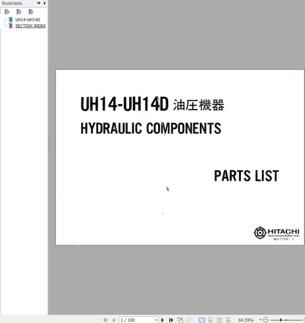 141 Hitachi Hydraulic Excavator UH14D Parts Catalog EN JP