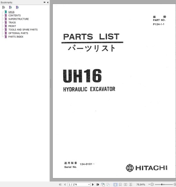 144 Hitachi Hydraulic Excavator UH16 Parts Catalog EN JP