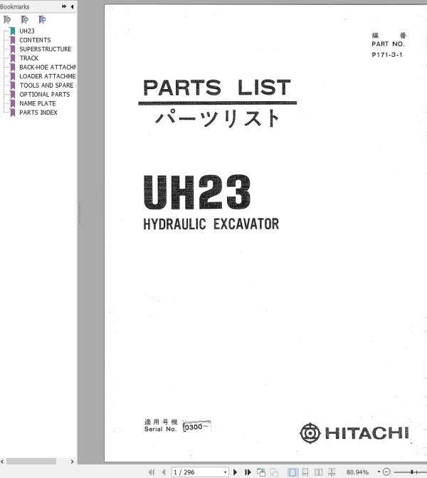 158 Hitachi Hydraulic Excavator UH23 Parts Catalog EN JP