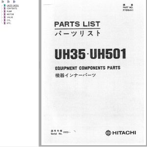 168 Hitachi Hydraulic Excavator UH501 Parts List EN JP