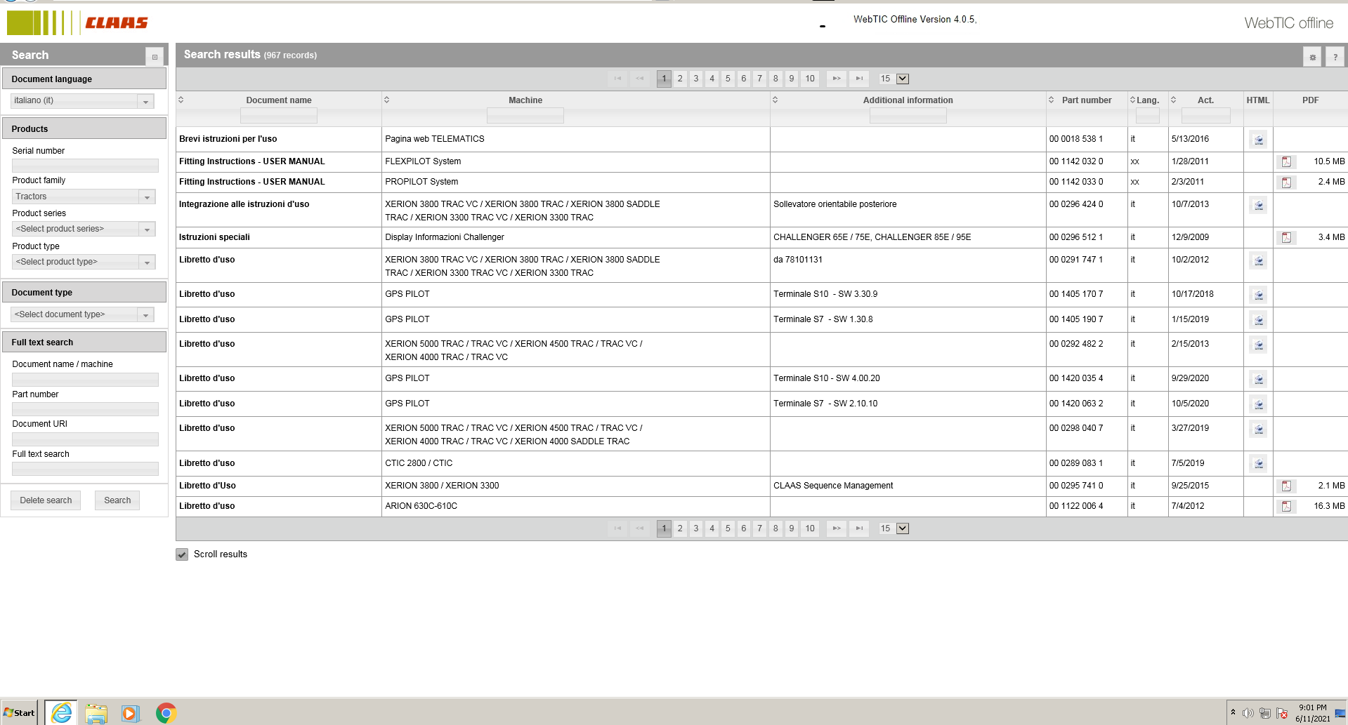 CLAAS WebTIC Offline IT 05.2024 Operator Manual Repair Manual Service Documentation