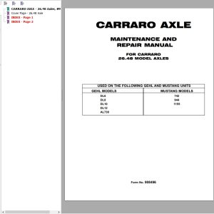 Carraro Telehandler 26.48 Axle Maintenance Repair Manual 908496
