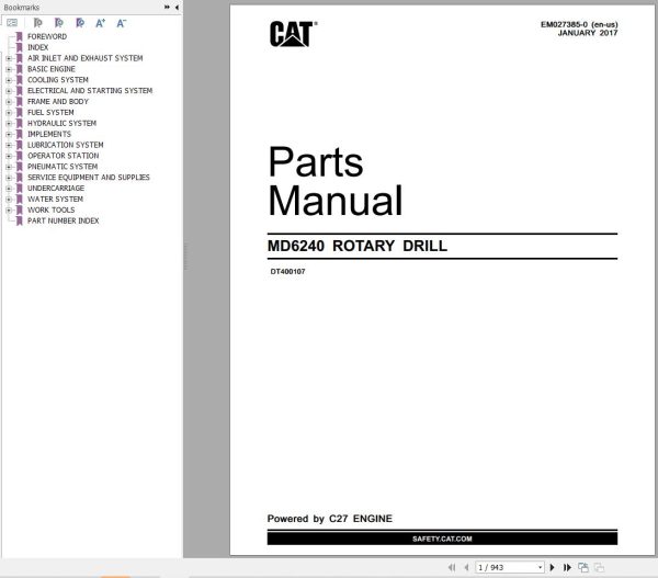Caterpillar MD6240 495HR2 Spare Pare Catalog 1