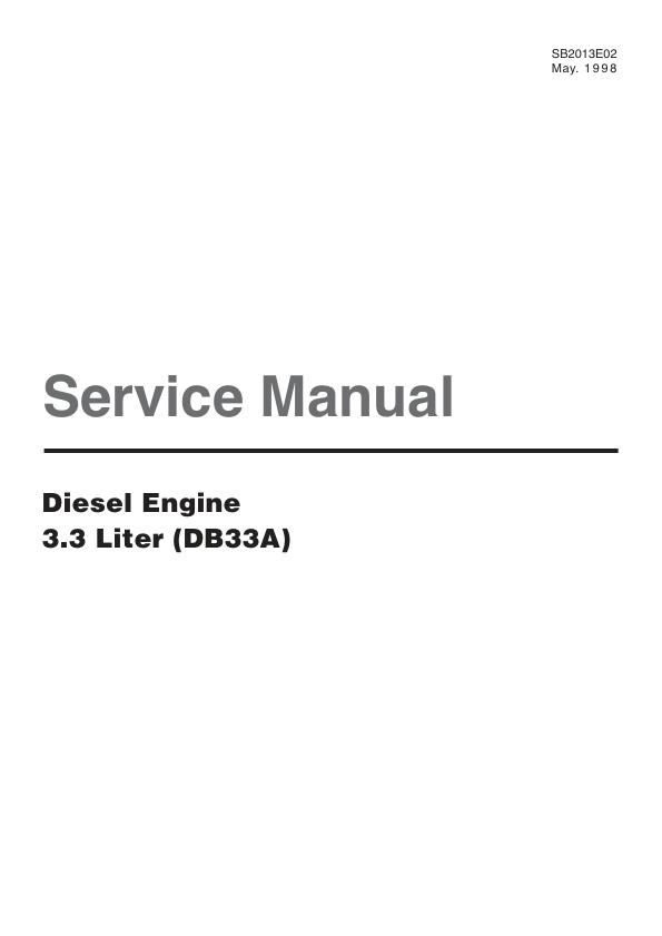 Doosan Diesel Engine DB33A 3.3 Liter Service Manual SB2013E02 1